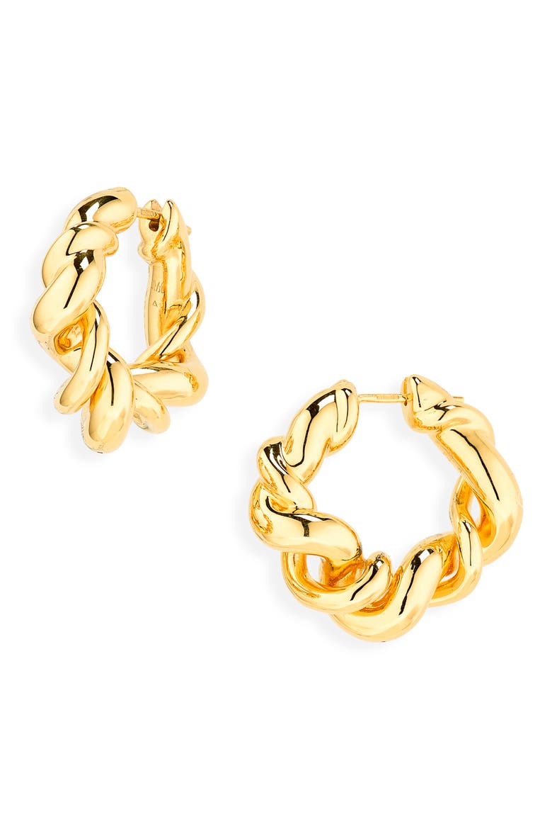 Ochre Large Twisted Hoop Earrings, Main, color, 18K GOLD VERMEIL