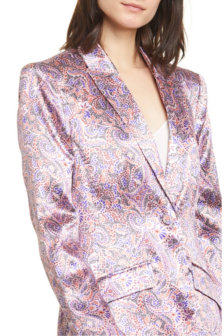 Estelle Paisley Satin Blazer, Alternate, color, TEA ROSE MULTI
