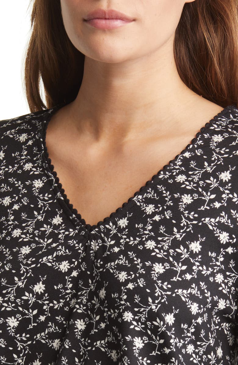 Bobeau Floral Print Rickrack Trim Top, Alternate, color, 