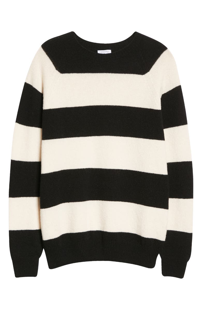 Sunspel Stripe Lambswool Crewneck Sweater, Alternate, color,