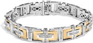 Haus of Brilliance Men's 10K Yellow Gold Plated Silver Diamond Accent Geometric Link Bracelet
