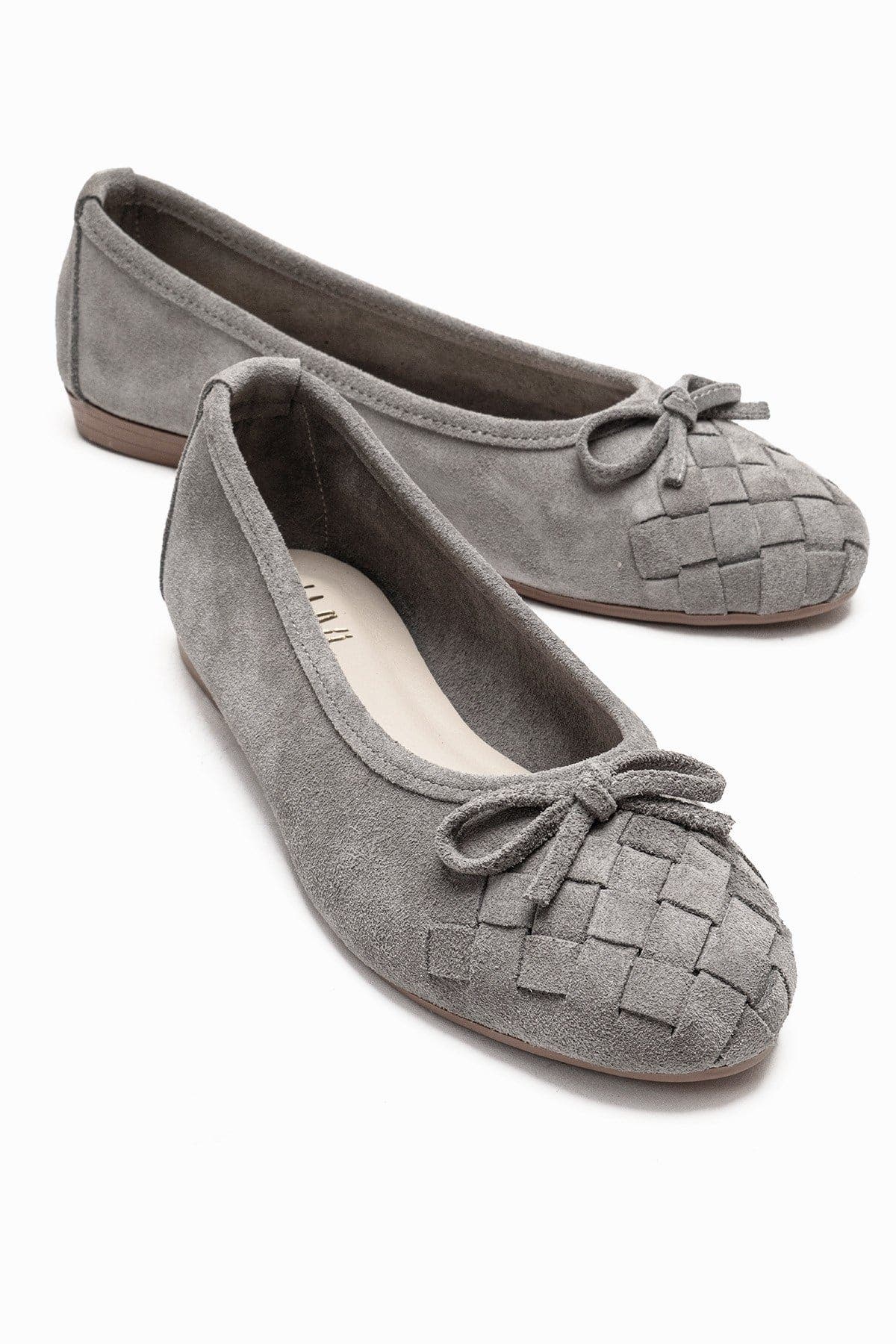 Forever & Always Shoes Nopos Leather Cap Toe Ballet Flat, Main, color, Grey Suede
