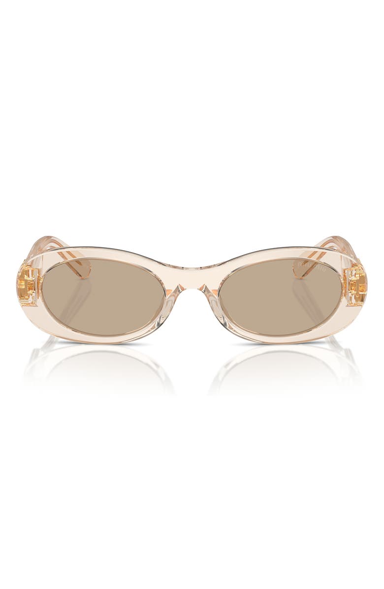 Miu Miu 50mm Oval Sunglasses, Alternate, color, Striped Tobacco / Pink Grad