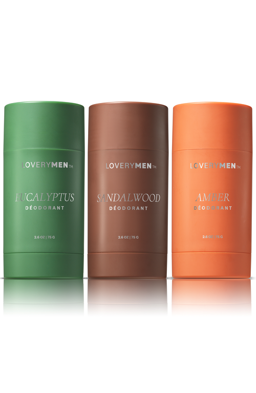 Lovery 3-pack Odor Control Deodorants Gift Set In Amber/eucalyptus/sandalwood