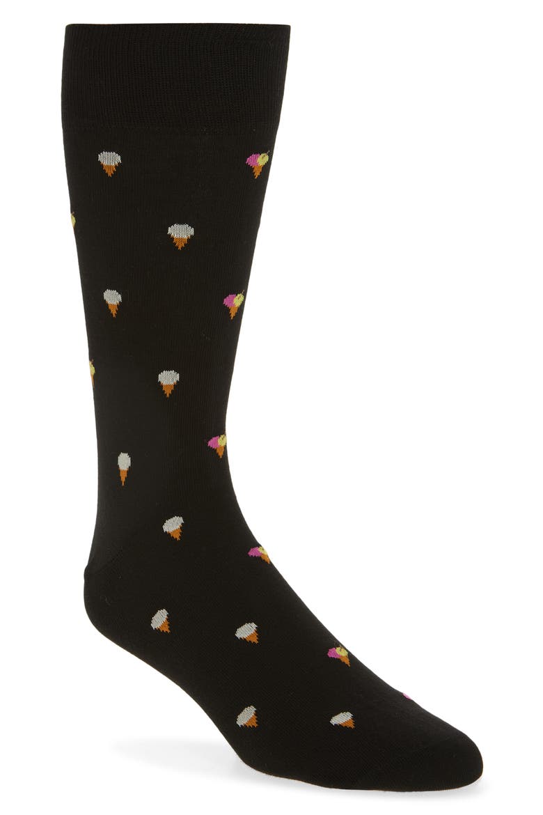 Kerry Ice Cream Cotton Blend Dress Socks, Main, color, BLACK