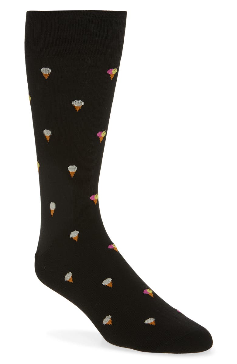 Paul Smith Kerry Ice Cream Cotton Blend Dress Socks, Main, color, Black
