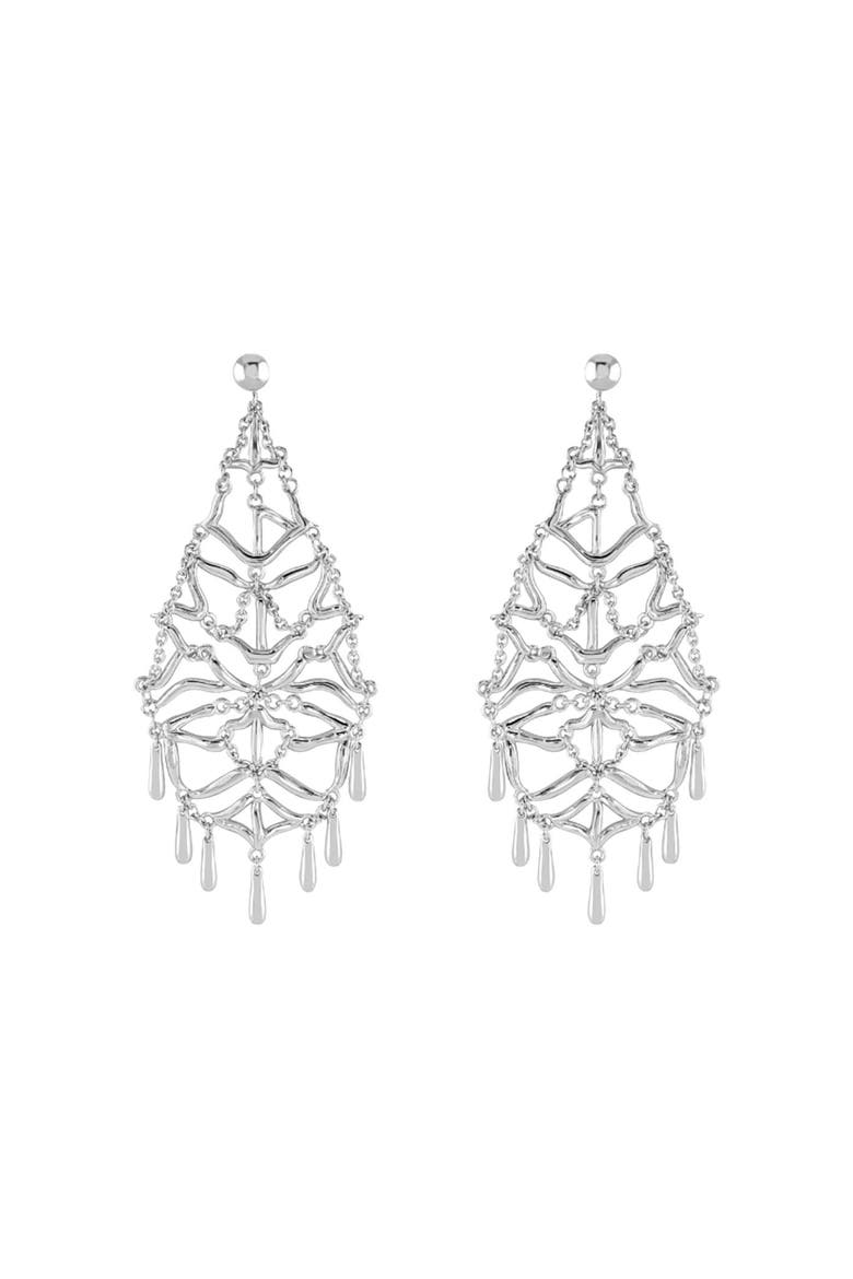 Element Web Earrings, Main, color, Sterling Silver