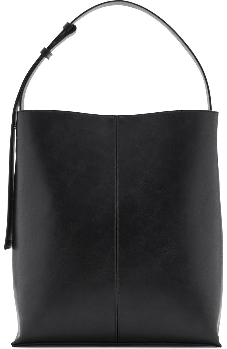 MANGO Short Handle Faux Leather Shopper, Main, color,