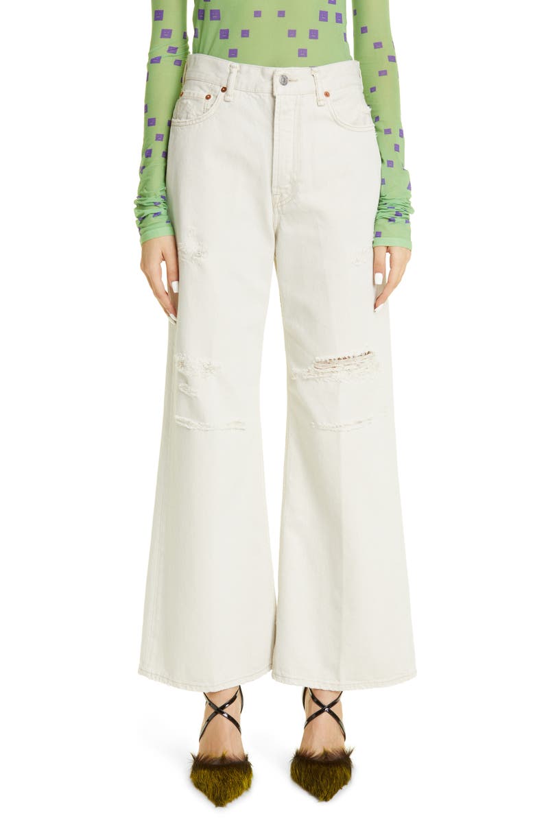 Acne Studios High Waist Rip Relaxed Fit Jeans, Main, color, 