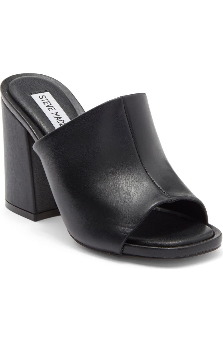 Steve Madden Giavana Block Heel Slide Sandal, Main, color, Black Leather