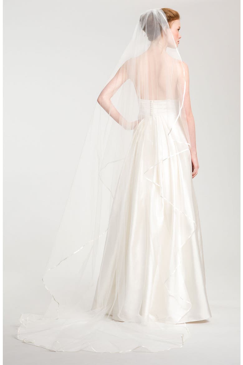 'Elise' Satin Trim Veil, Main, color, DIAMOND WHITE