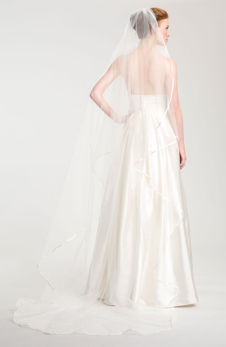 Nina 'Elise' Satin Trim Veil, Main, color,