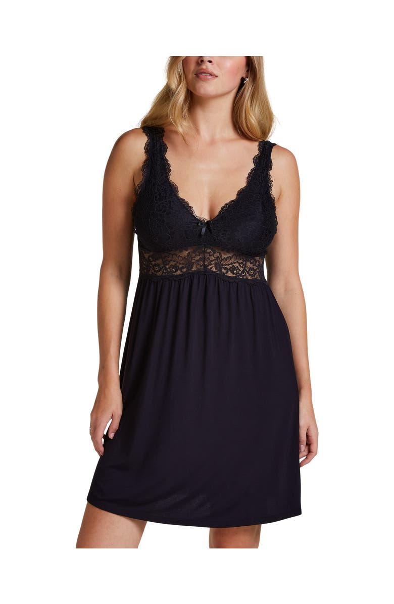 Hunkemöller Nora Lace Slip Dress, Main, color, Black