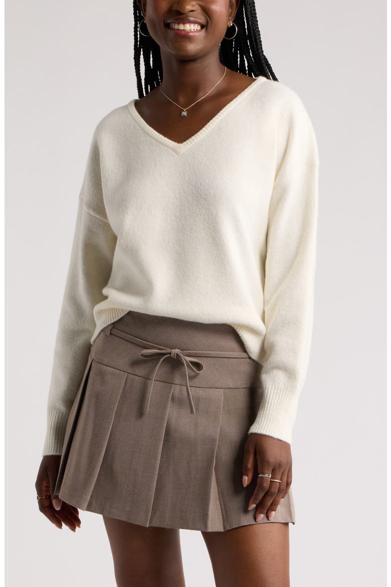 V-Neck Cozy Sweater, Main, color, IVORY ANTIQUE