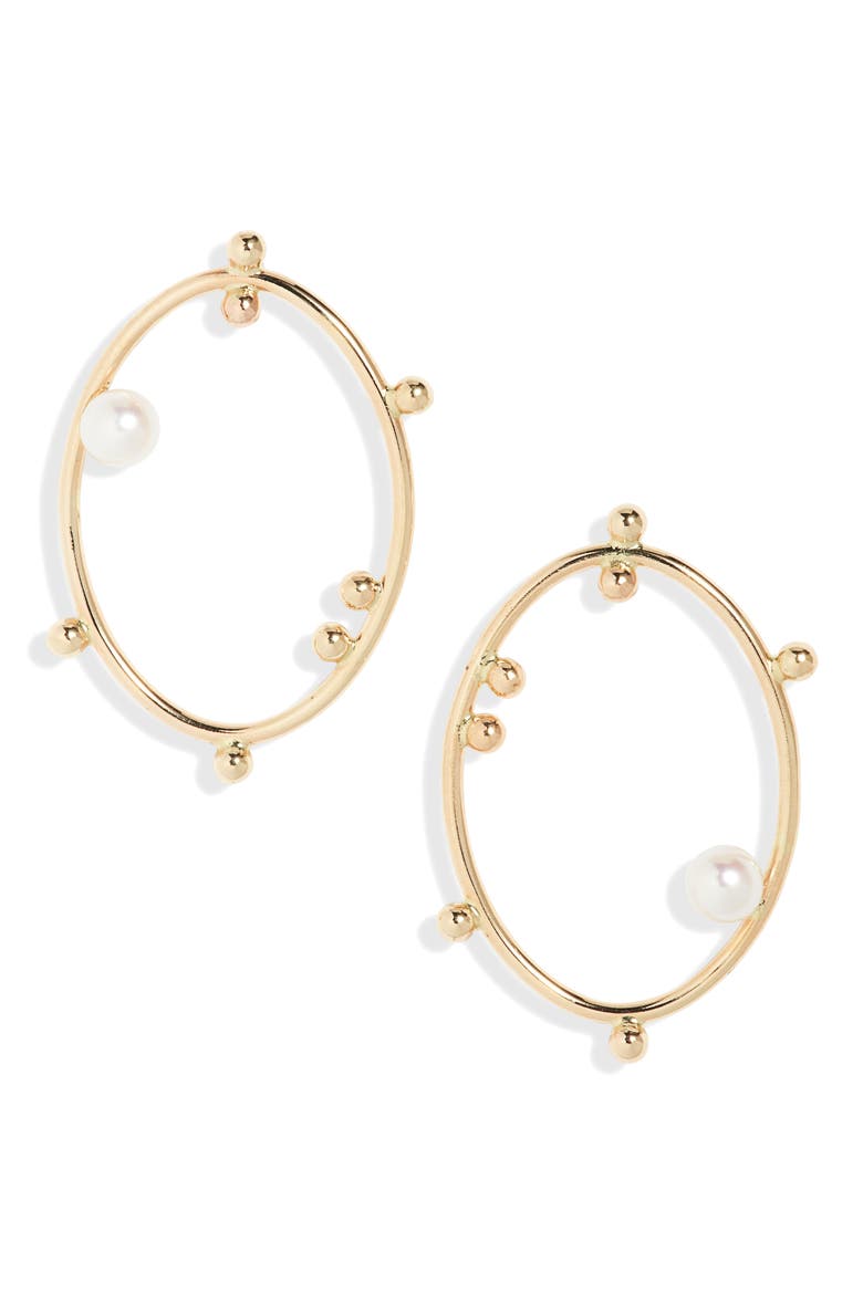 Scattered Bubble Frontal Hoop Earrings, Main, color, GOLD