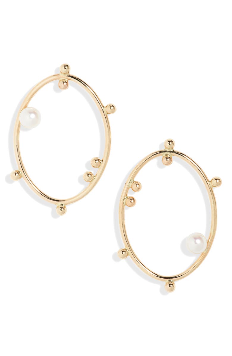 Poppy Finch Scattered Bubble Frontal Hoop Earrings, Main, color, Gold