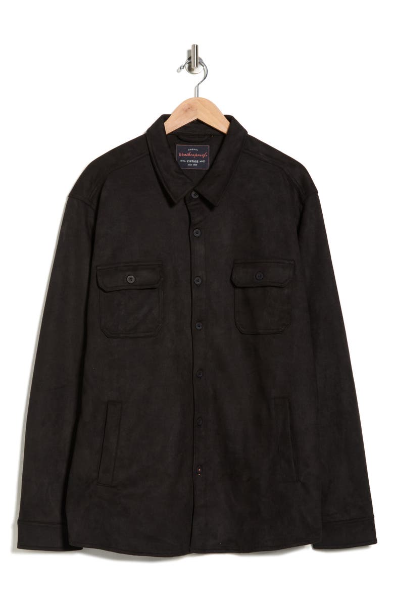 WEATHERPROOF VINTAGE Faux Suede Shirt Jacket, Alternate, color, Black