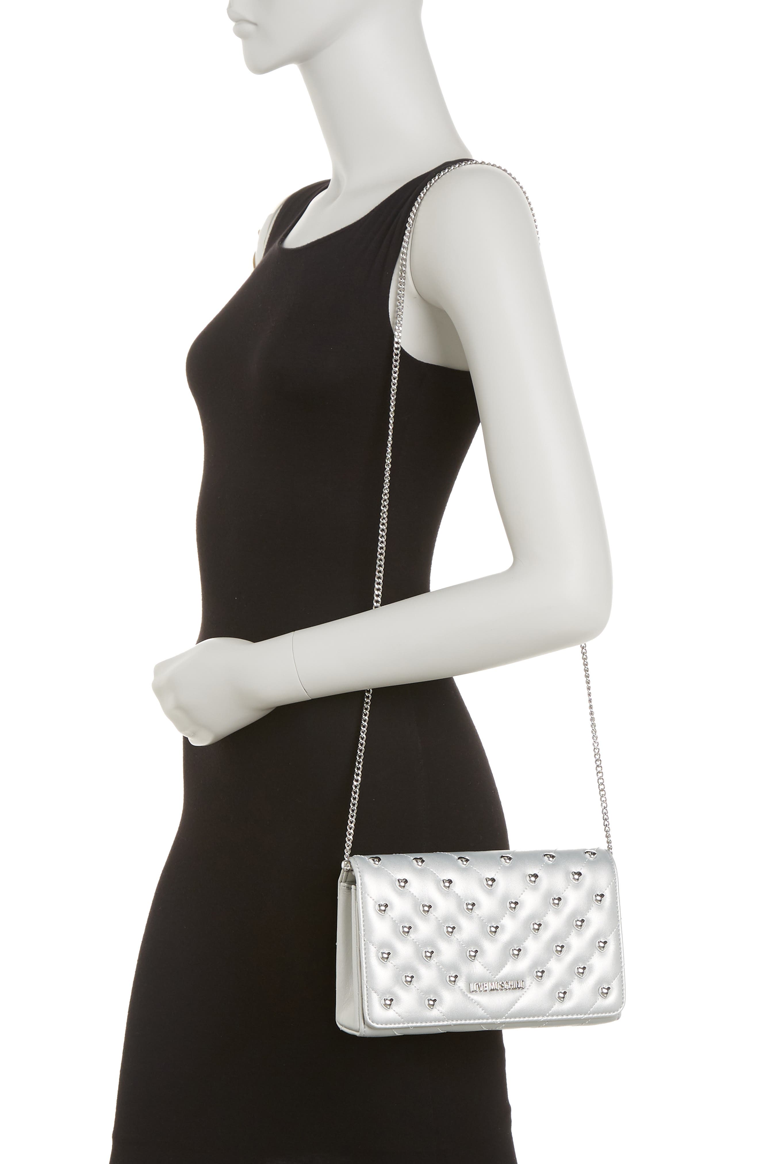 Love Moschino Borsa Quilted Heart Studded Bag, Alternate, color, 