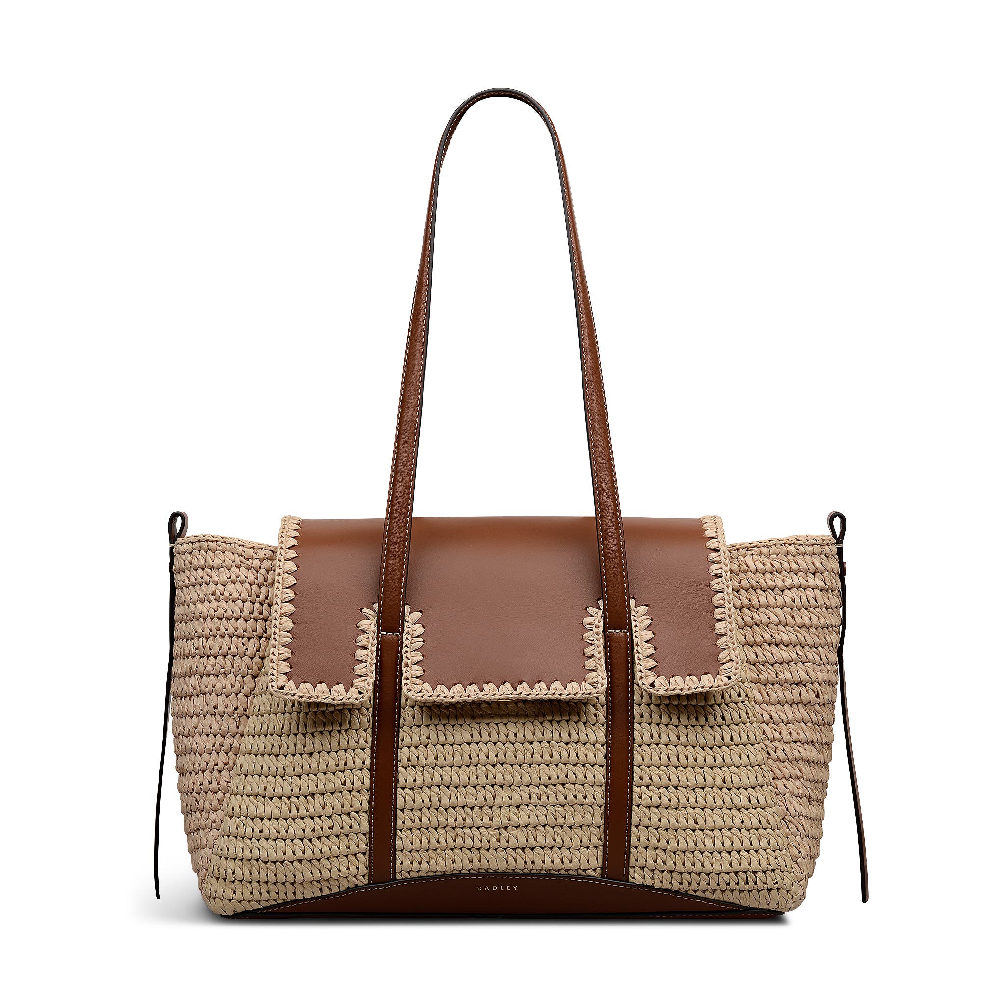 Radley The Chancery - Raffia Medium Flapover Woven Shoulder Bag, Main, color, Natural