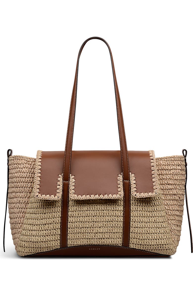 Radley The Chancery - Raffia Medium Flapover Woven Shoulder Bag, Main, color, Natural