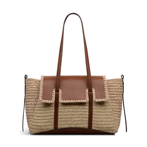 The Chancery - Raffia Medium Flapover Woven Shoulder Bag