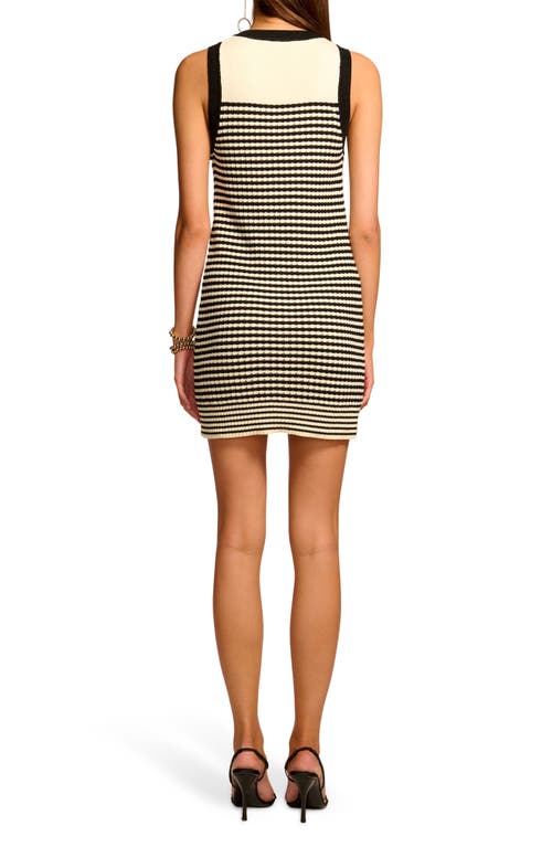 Ramy Brook Zahra Scallop Stripe Sleeveless Cotton Blend Sweater Dress In Multi