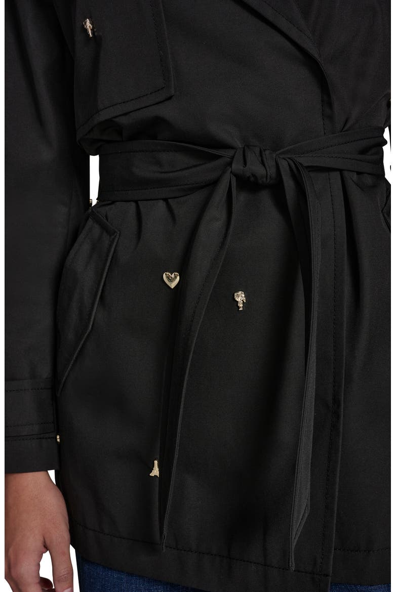 Embellished Trench Coat, Alternate, color, BLACK
