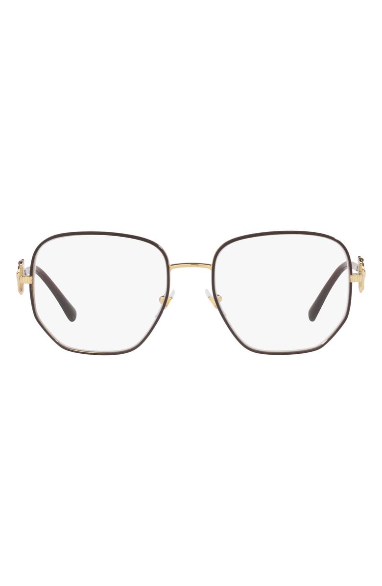 Versace 54mm Irregular Square Optical Glasses, Main, color, Bordeaux