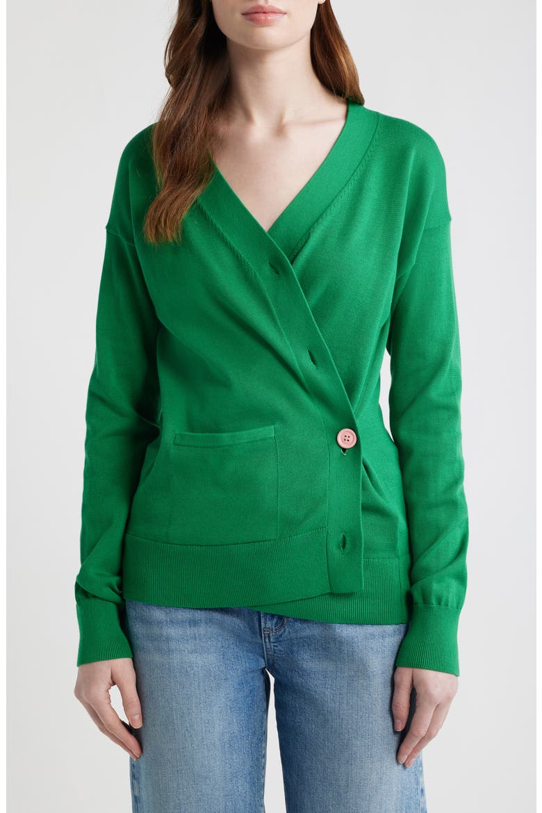 Button-Up Cotton Wrap Cardigan, Main, color, GRASS
