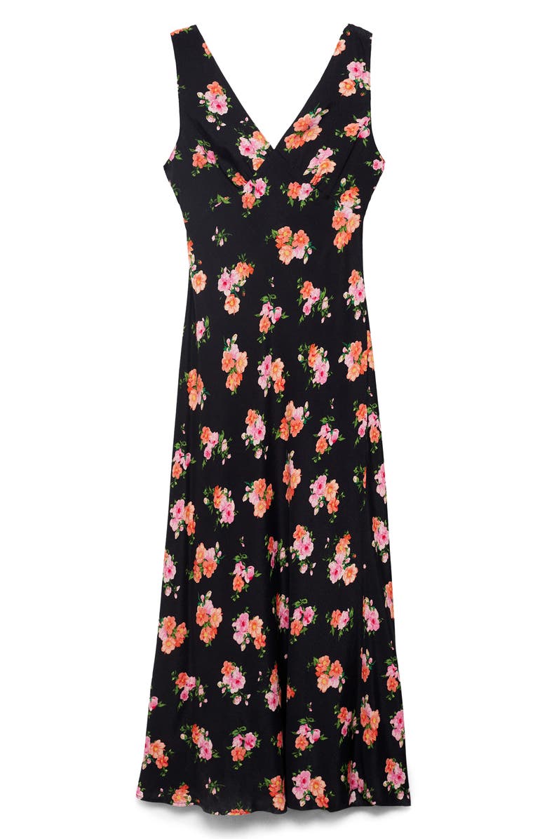 MANGO Print Sleeveless Maxi Dress, Alternate, color, Black