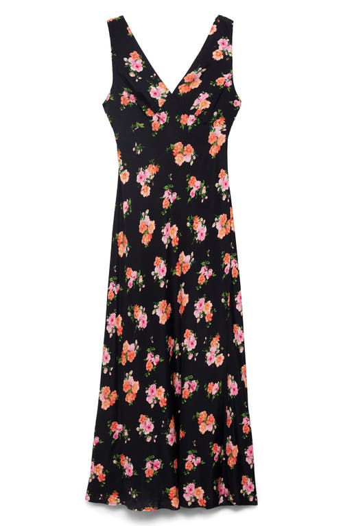 Mango Print Sleeveless Maxi Dress In Black