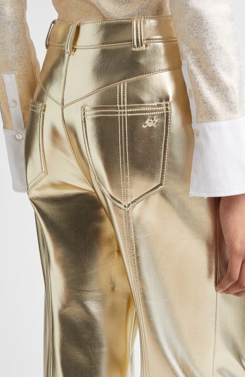 Cinq À Sept Francine High Waist Metallic Faux Leather Wide Leg Pants In Metallic