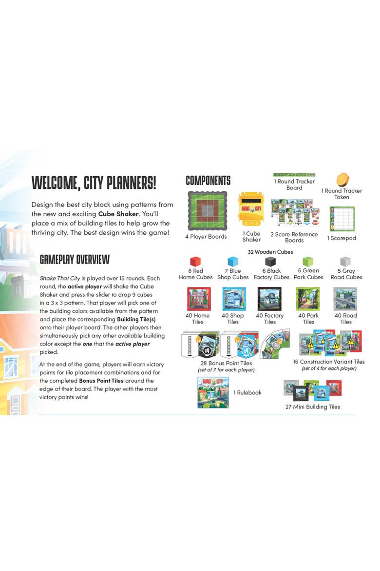 Shake That City Dexterity City Building Board Game, Alternate, color, Multicolored
