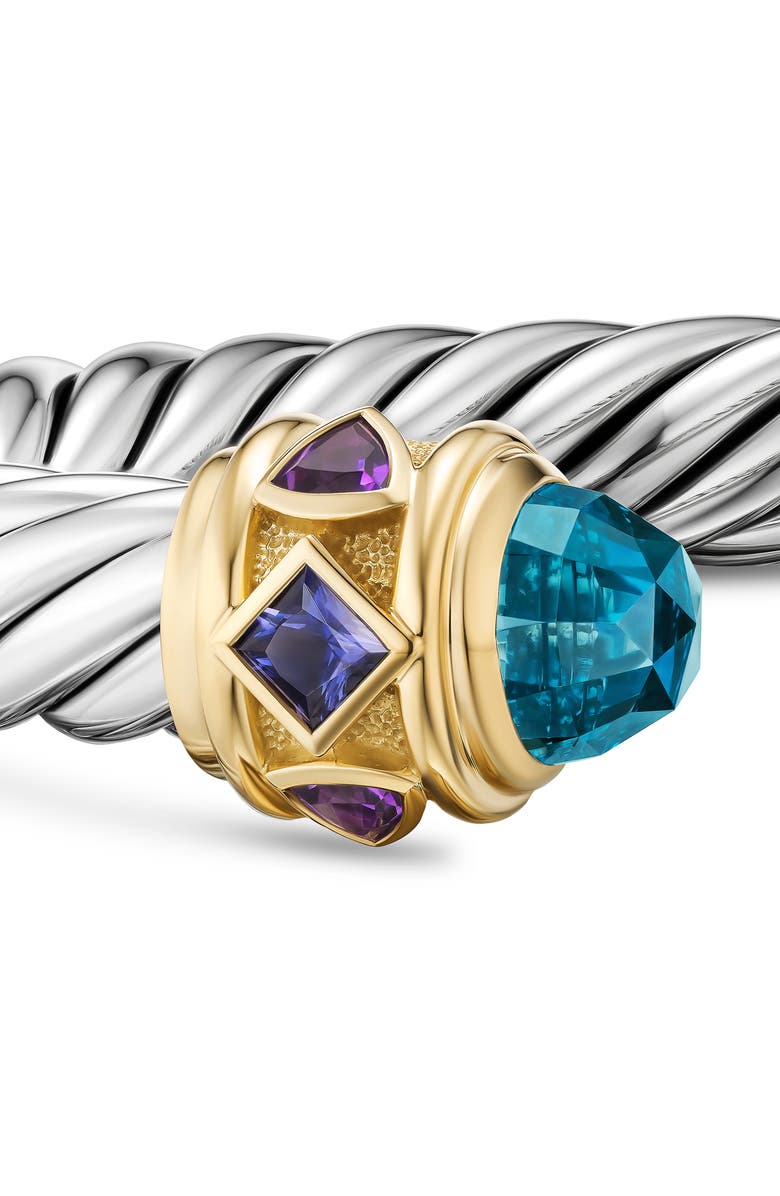 David Yurman Renaissance Cable Flex Bracelet in Sterling Silver, 9mm, Alternate, color, Silver/ Blue