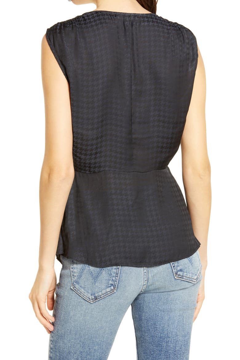 Houndstooth Satin Drape Top, Alternate, color, BLACK