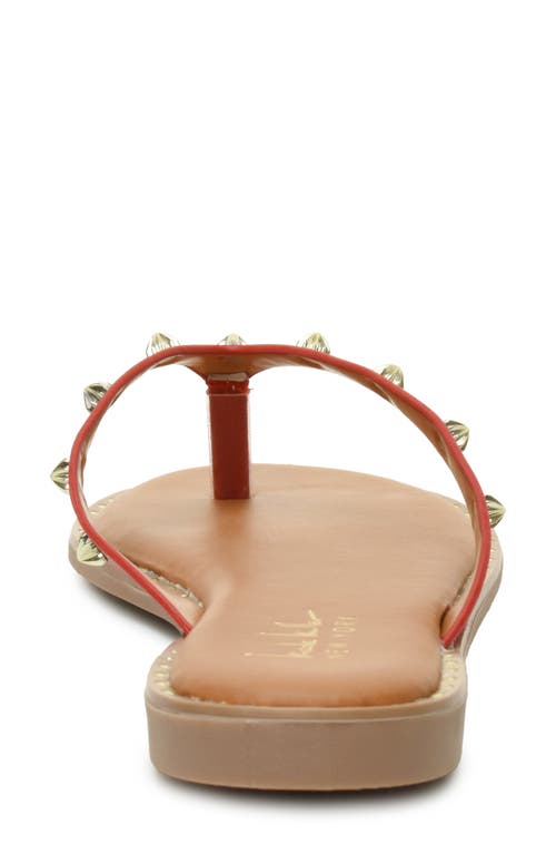 Nicole Miller Studded Thong Sandal In Red