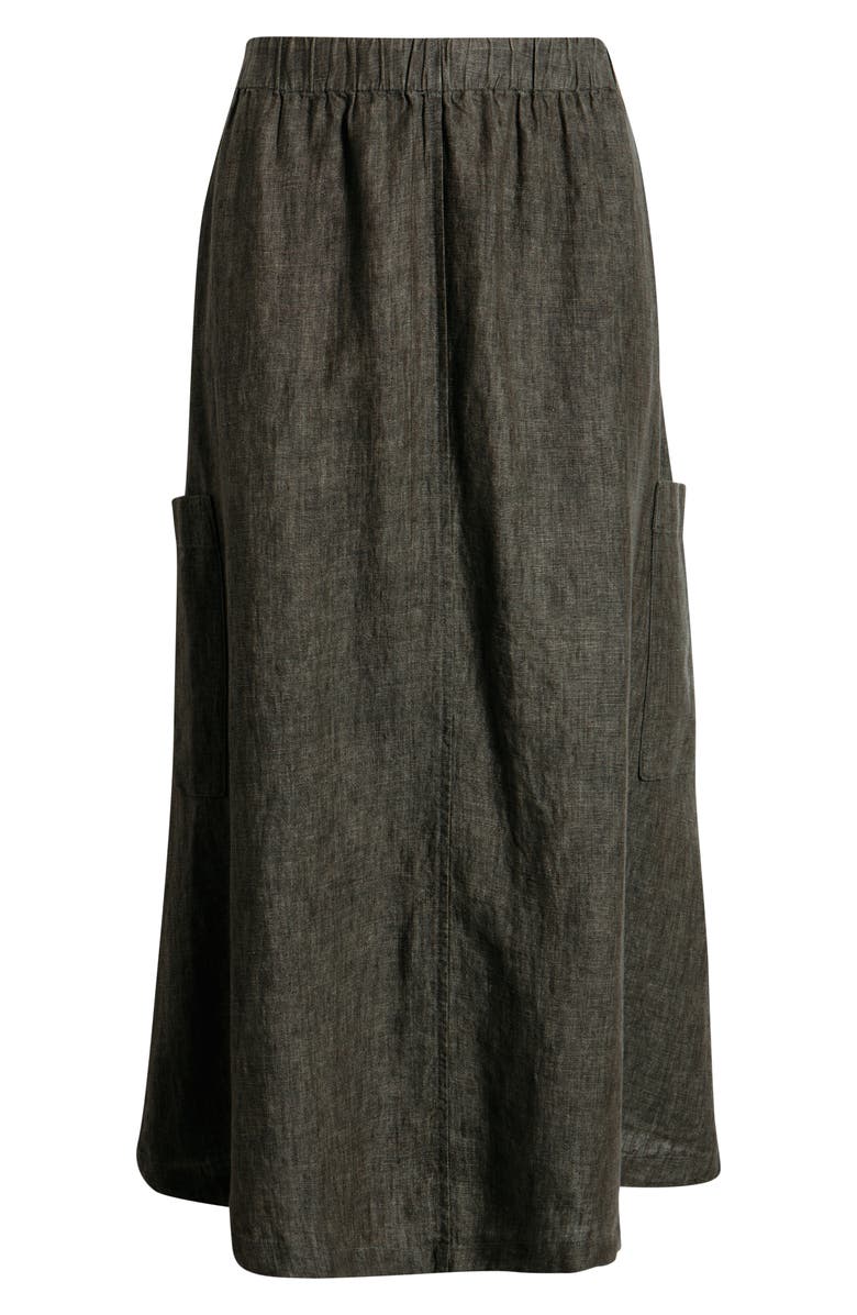 Eileen Fisher Organic Linen Cargo Skirt, Alternate, color, Bayleaf
