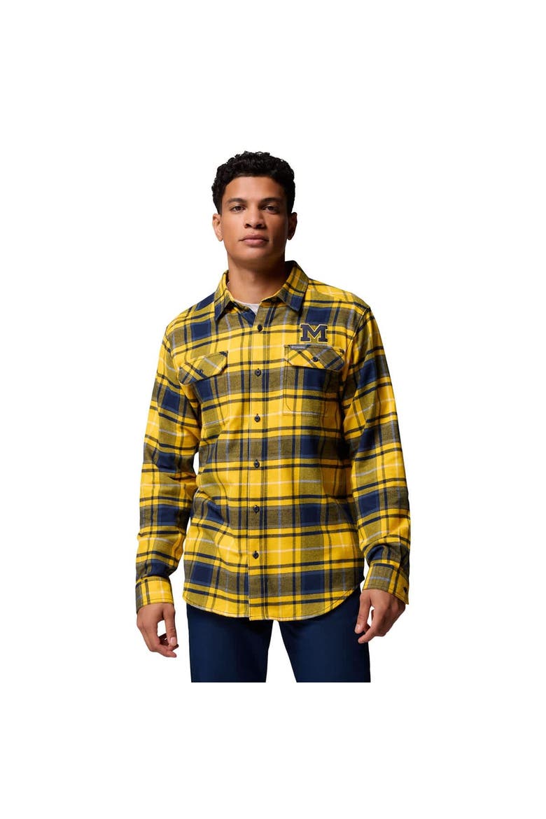 Men's Columbia  Maize Michigan Wolverines Flare Gun Omni-Wick Flannel Long Sleeve Button-Up Shirt, Main, color, Maize