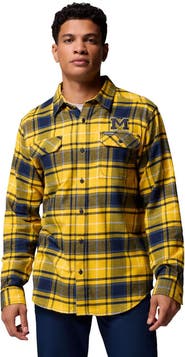 Columbia Men's Columbia Maize Michigan Wolverines Flare Gun Omni-Wick Flannel Long Sleeve Button-Up Shirt
