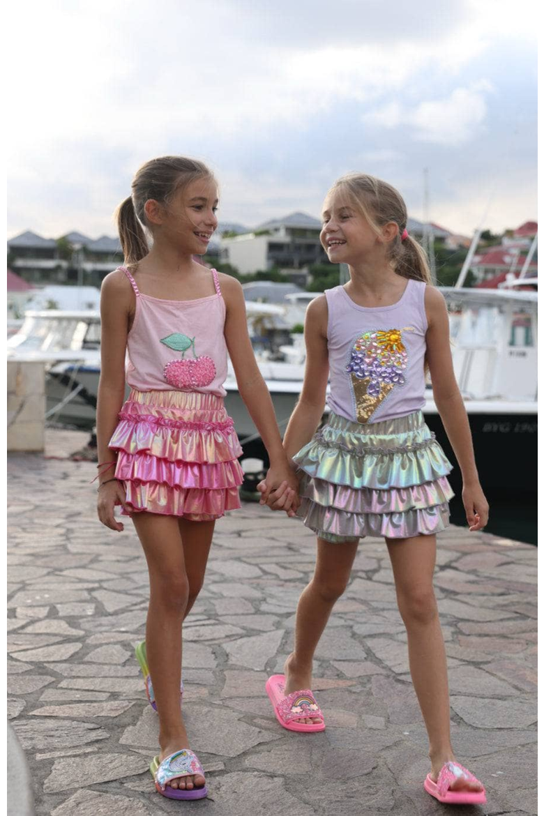 Hologram Ruffle Skort, Alternate, color, Silver