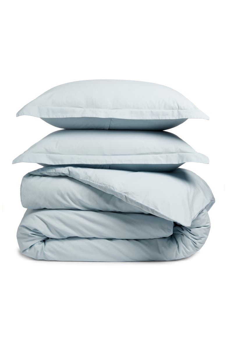 Organic Cotton Percale Duvet Cover & Shams Set, Alternate, color, BLUE DRIFT