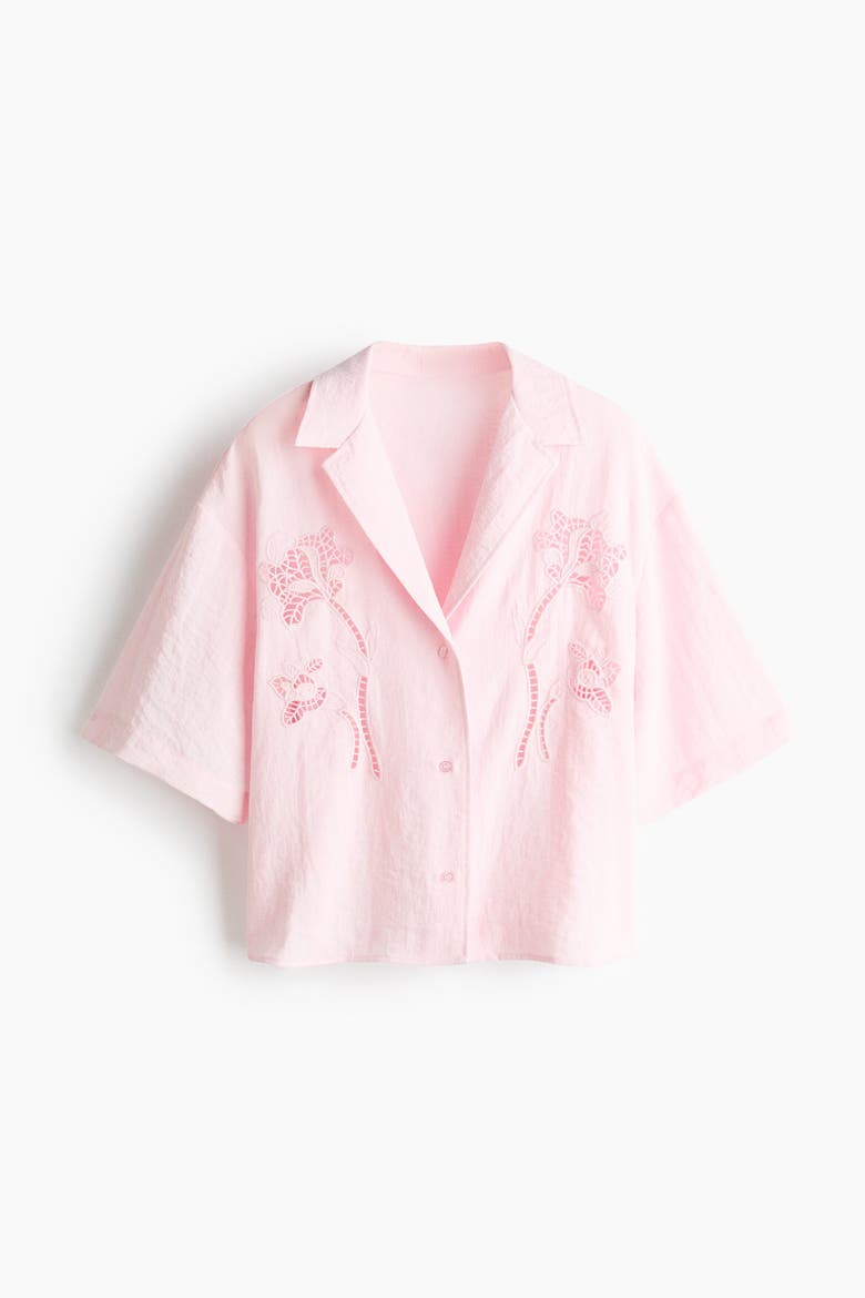 Eyelet Embroidered Shirt, Alternate, color, Light pink