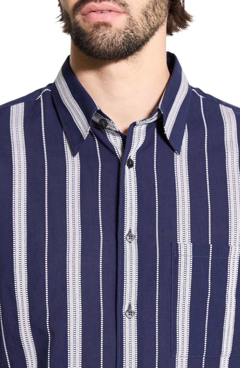 Theory Noll Summer Dobby Short Sleeve Button-Up Shirt, Alternate, color, Baltic/ White