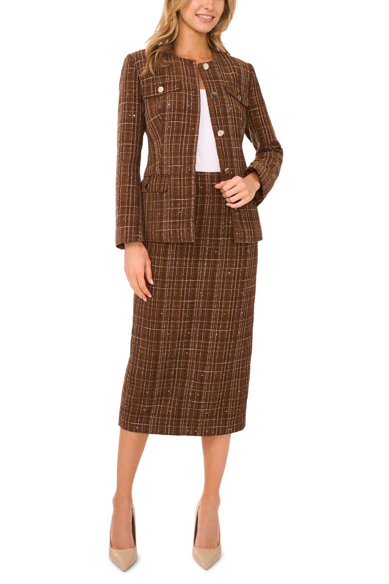 Collarless Tweed Jacket, Alternate, color, POTTING SOIL