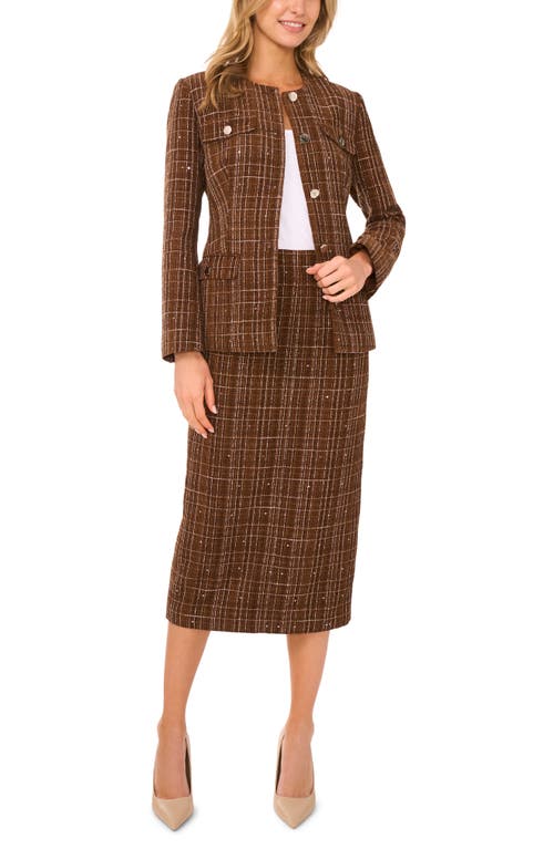 Ted Baker Collarless Tweed Jacket In Brown