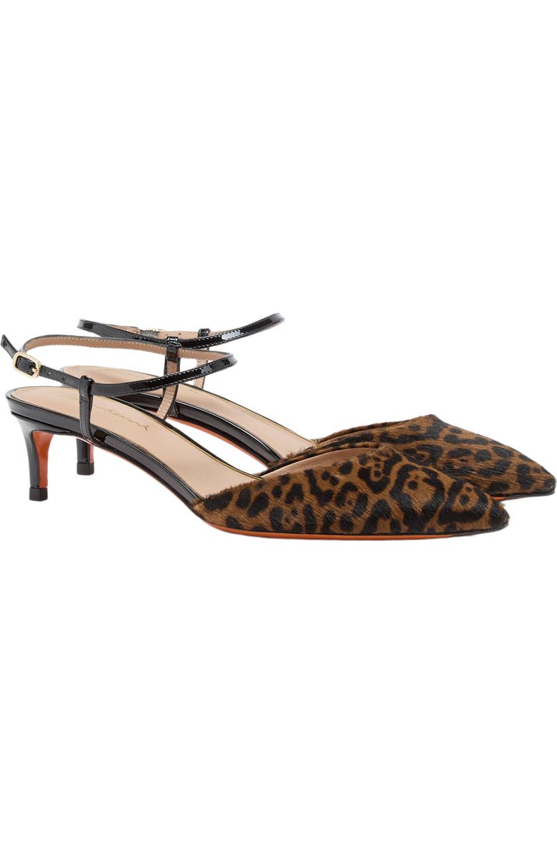 Santoni Women's animal-print cavallino mid-heel slingback, Alternate, color, Brown