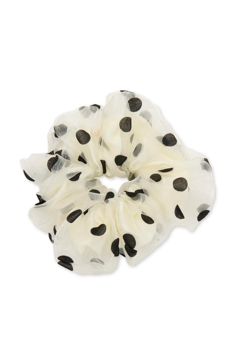 Lele Sadoughi Oversized Polka Dot Scrunchie, Main, color, Ivory 100
