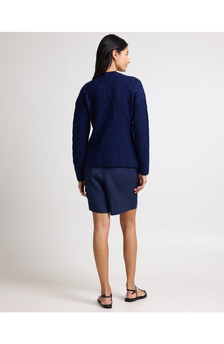 Onia Fitted Cable Knit Cardigan, Alternate, color, Noir Navy