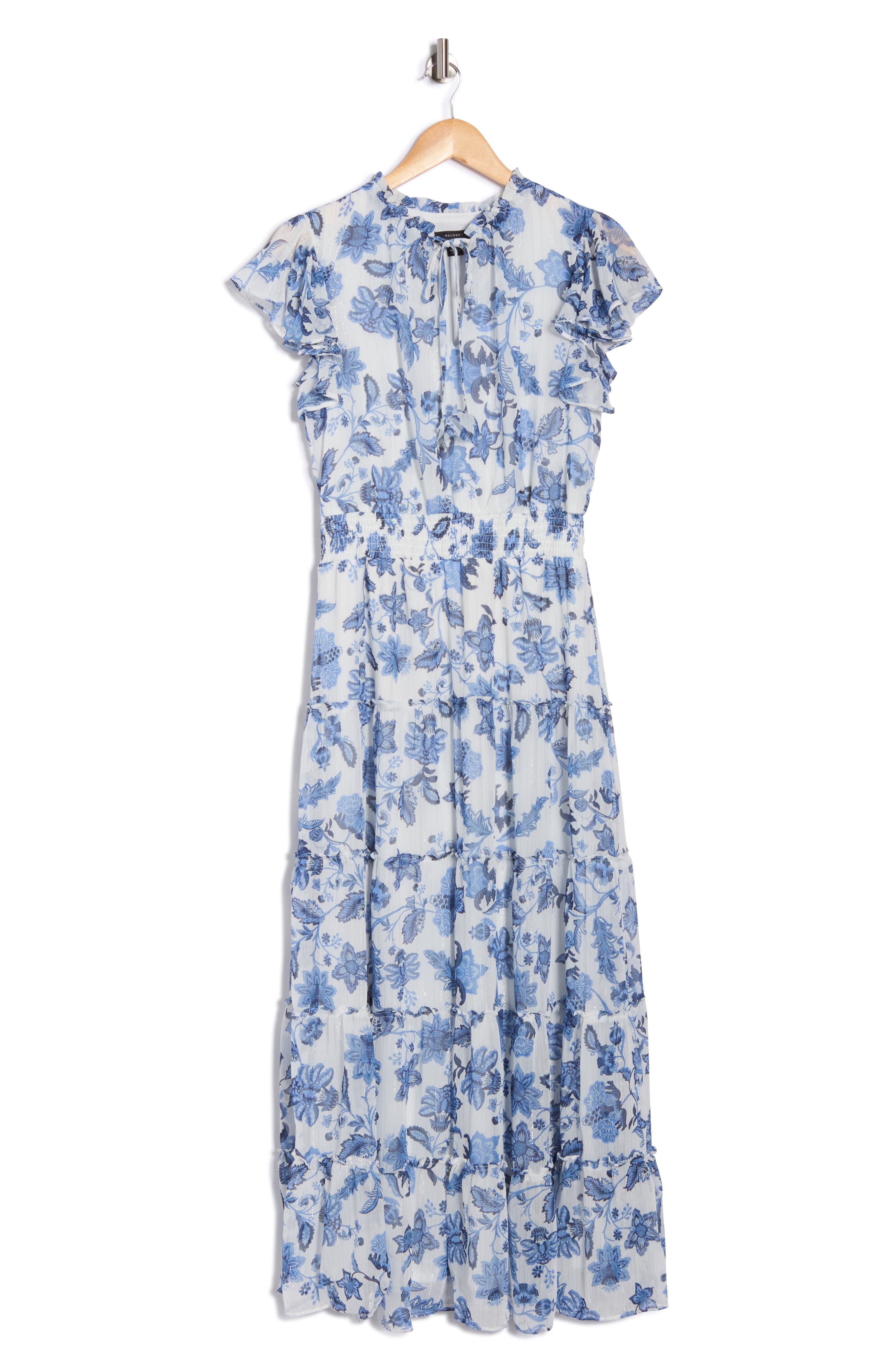 Halogen® Tie Neck Tiered Maxi Dress