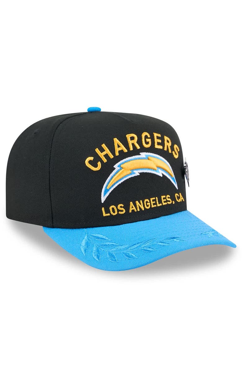 New Era Men's New Era Black/Powder Blue Los Angeles Chargers 2025 NFL Draft On Stage A-Frame 59FIFTY Fitted Hat, Alternate, color,